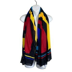 Rose Marie Reid Square Scarf Vintage Black Colorful Swirl‎